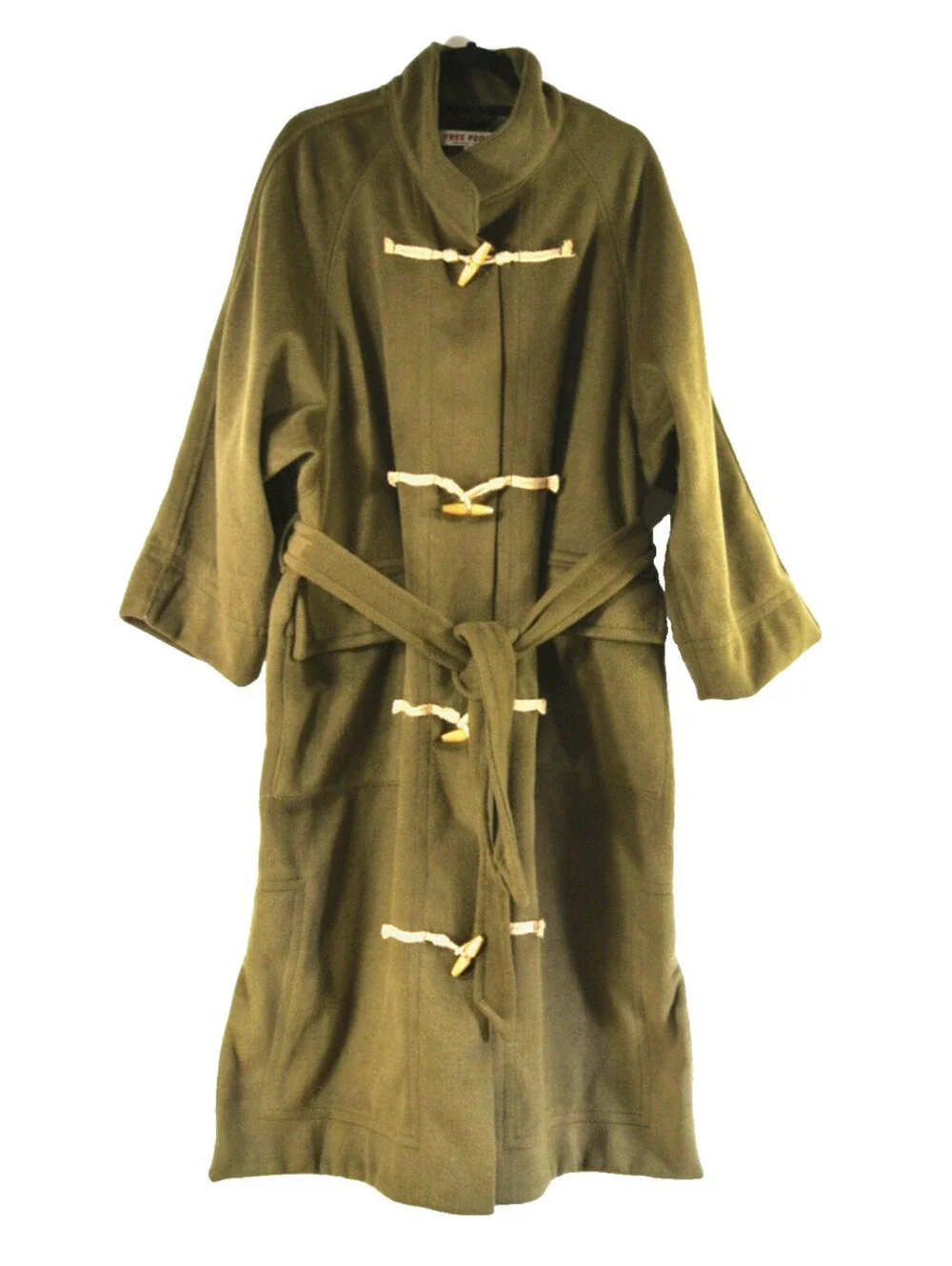 NEW, FREE PEOPLE Alma longline duffle coat in Beech Size L  #C4856